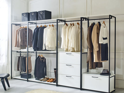 Fiona - Contemporary Wood And Metal Walk In Closet With Drawers