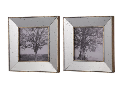 Vintage Reflective Picture Frames (Set of 2) - Silver