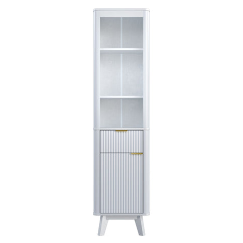 Tall Bathroom Storage Cabinet With Adjustable Shelves And 1 Drawer & Door