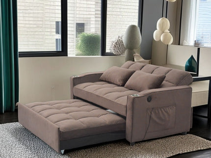 3 In 1 Convertible Sleeper Sofa Bed, Modern Fabric Loveseat Futon Sofa Couch With Pullout Bed, Small Love Seat Lounge Sofa With Reclining Backrest, Furniture For Living Room