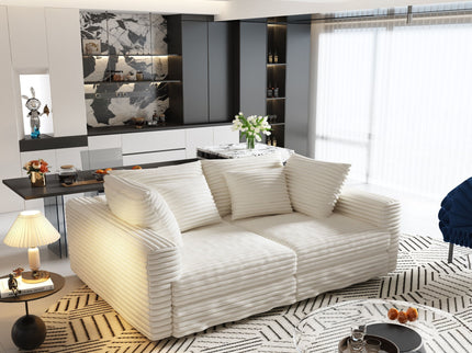 4 Seat Sofa With Soft Pillows And Movable Ottoman