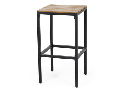 Outdoor Bar Stool With Slat Design And Metal Frame (Set of 2)