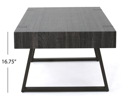 Abitha - Coffee Table With Industrial Powder Coated Metal Legs