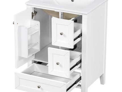 Modern Bathroom Vanity With Sink, Freestanding Cabinet With Drawers And Shelves