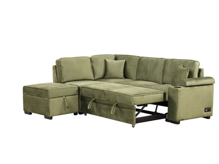 Sleeper Sofa Bed, 2 In 1 Pull Out Sofa Bed L Shape Couch With Storage Ottoman For Living Room, Bedroom Couch And Small Apartment