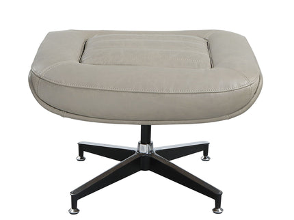 Piran - Twilight Top Grain Leather Accent Chair And Ottoman With Swivel - Gray