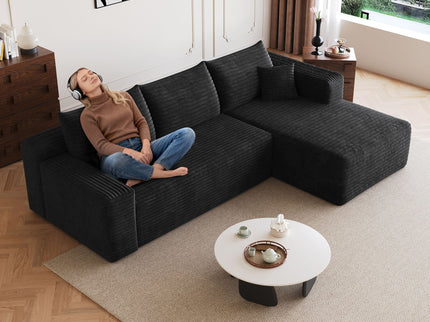 Cloud Sectional Sofa, Comfort U-Shaped Sofa For Living Room - Black