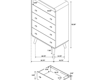 Winston - 5 Drawer Bedroom Chest - Wood