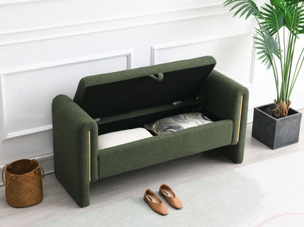 Modern Teddy Upholstered Large Bed End Bench With Arms And Storage
