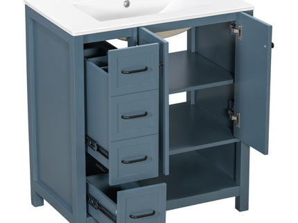 Bathroom Vanity With Sink Top, Bathroom Vanity Cabinet With 2 Doors And 2 Drawers, Open Shelf