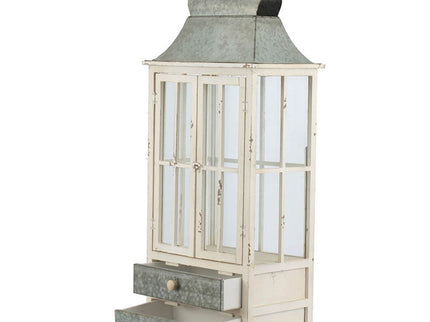 Wooden Candle Lantern Decorative, Hurricane Lantern Holder Decor For Indoor Outdoor, Home Garden Wedding - Ivory