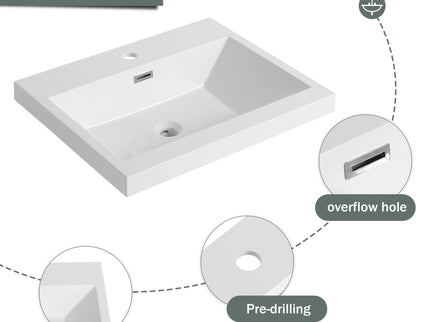 Modern Freestanding Bathroom Vanity With Resin Sink & Soft Close Cabinet Doors