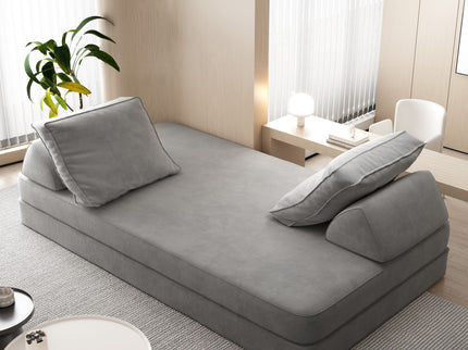 Multifunctional Convertible Sofa Bed With 2 Tumbler Backrests And 2 Pillows, Deep Seat Couch