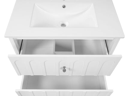 Floating Bathroom Vanity With Oval Knobs & Round Edge, Soft Close Drawer Slides