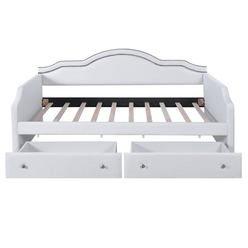 Upholstered Daybed With LED Lights And 2 Drawersme