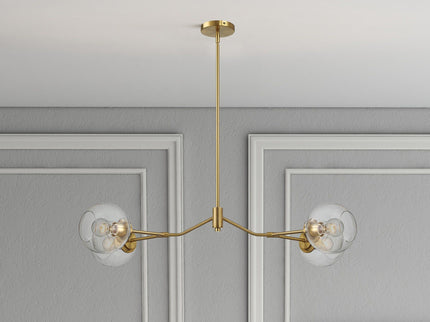 Jewel - 4 Lights Chandelier Ceiling Hanging Light Fixture - Clear / Gold