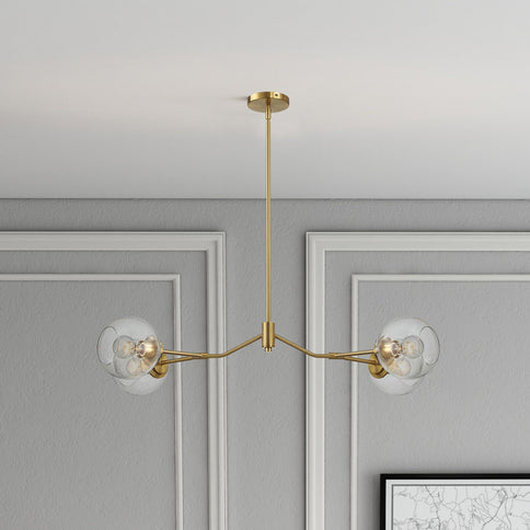 Jewel - 4 Lights Chandelier Ceiling Hanging Light Fixture - Clear / Gold