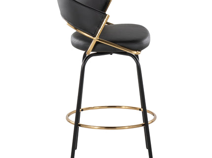 Jie - Fixed Height Contemporary Counter Stool With Swivel Round Footrest (Set of 2)