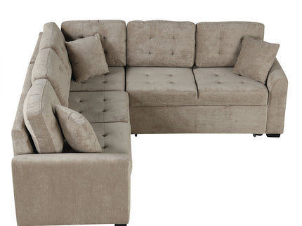 L-Shape Sofa Bed Pull-Out Sleeper Sofa With Wheels, USB Ports, Power Sockets For Living Room
