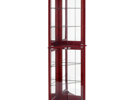 Corner Curio Dispaly Cabinet With Lights, Adjustable Tempered Glass Shelves, Mirrored Back (E26 Light Bulb Not Included)