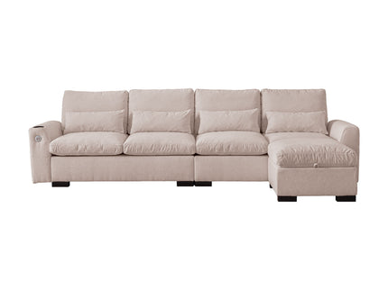 Modern Modular L Shaped Sofa Couch Reversible Ottoman With Storage Removable And Washable Cushions Sofa With USB Ports & Cup Holder For Living Room
