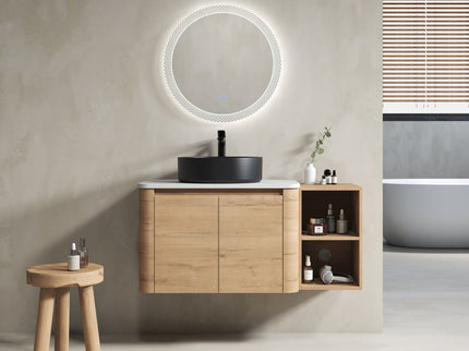 Wall Mounted Bathroom Vanity With Art Sink, 1 Storage Shelf, 2 Soft Close Doors