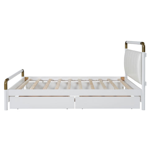 Storage Platform Bed, With 2 Big Drawers, Trundle