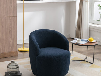 Teddy Fabric Swivel Accent Armchair Barrel Chair With Powder Coating Metal Ring