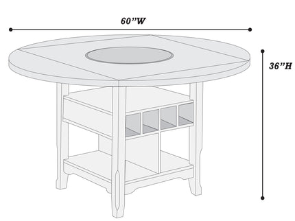 Counter Height Dining Table With Built In Lazy Susan And Storage Shelves