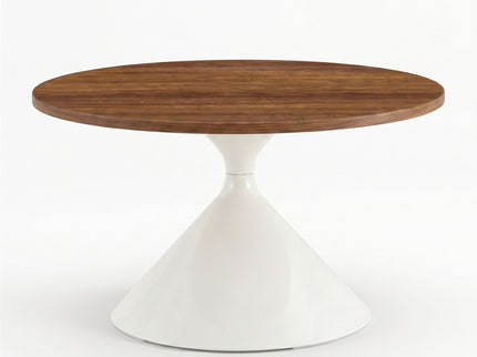 2 Piece Round Coffee Table Set - Walnut / White