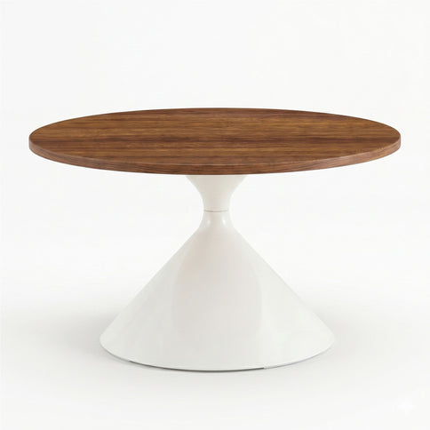 2 Piece Round Coffee Table Set - Walnut / White