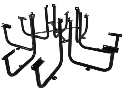Square Outdoor Steel Picnic Table, With Umbrella Pole