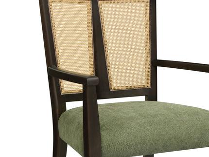Mid Century Modern Arm Dining Chair Set With Rattan Backrest