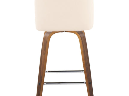 Toriano - Mid Century Modern Fixed Height Counter Stool With Swivel & Square Footrest (Set of 2)