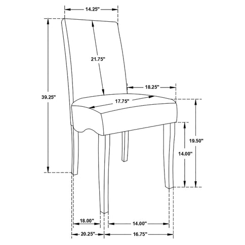 Upholstered Dining Chair Soft Padded Seat And Flared Back Design (Set of 2) - Gray