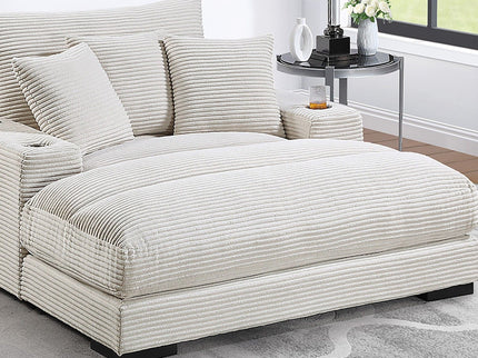 Upholstered Chaise Lounge With Cup Holders USB Port And Pillows