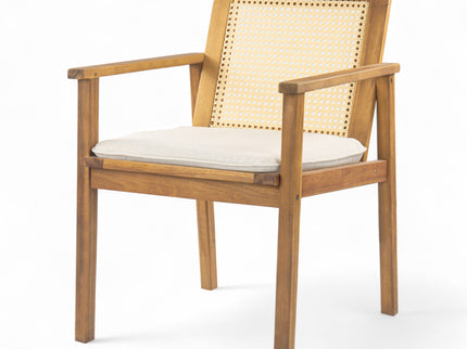 Preston - Outdoor Dining Chair With Cushion (Set of 2) - Teak / Beige
