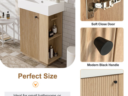 Bathroom Vanity With Sink, Freestanding Wood Grain Cabinet With Storage