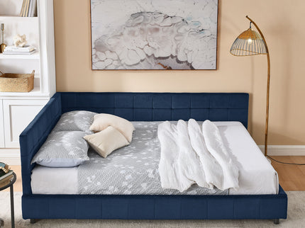 Elegant Design Storage Upholstered Tufted Bed Frame With Backrest And Armrests