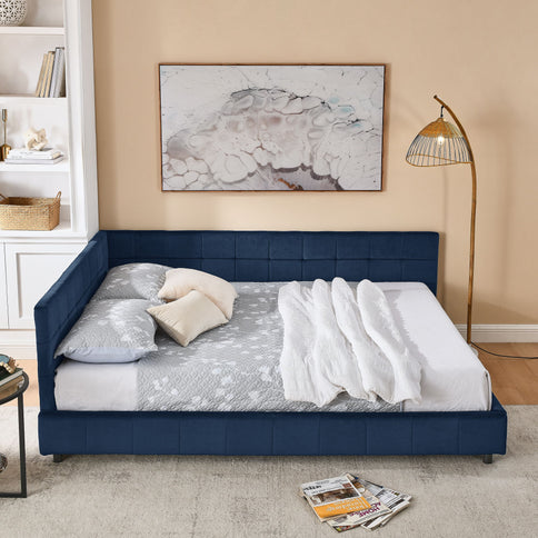 Elegant Design Storage Upholstered Tufted Bed Frame With Backrest And Armrests