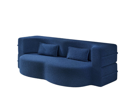 Modern Floor Sleeper Sofa Bed With 2 Pillows, Convertible Twin Size Folding Mattress For Living Room