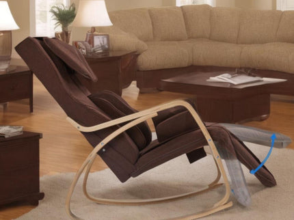 Comfortable Relax Rocking Chair With Full Massage Function Cotton Fabric Air Pressure - Brown