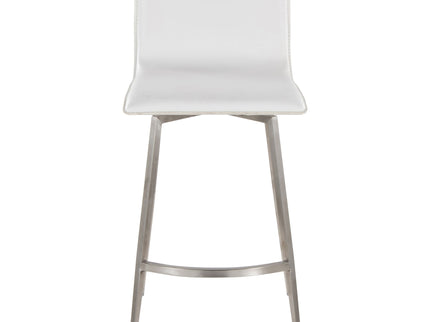Mara - Upholstered Contemporary Fixed Height Counter Stool With Swivel (Set of 2) - White
