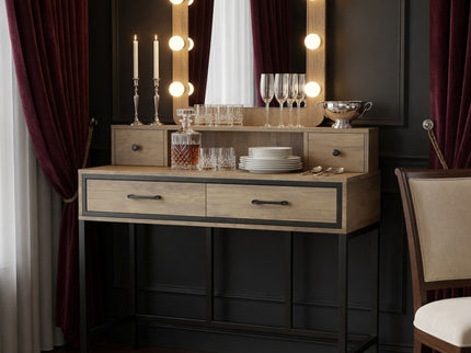 Vanity Desk With 3 Color Lighted Mirror And 4 Drawers