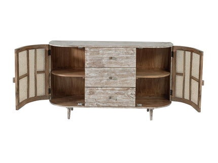 TV Console With Cane Doors - Multicolor