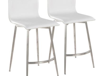 Mara - Upholstered Contemporary Fixed Height Counter Stool With Swivel (Set of 2) - White