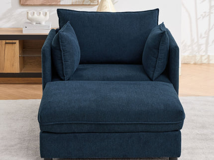Oversized Deep Seat Accent Chair With Matching Storage Ottoman & Throw Pillows
