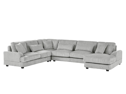 U - Shaped Sectional Sofa With Chaise Lounge, Oversized Living Room Sofa - Gray
