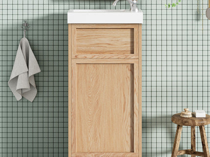 15.75" Bathroom Vanity With Reversible Resin Sink And Cabinet - Wood