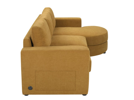 Modern L-Shaped Sectional Sofa With Curved Chaise, USB Ports, And Side Storage Pockets
